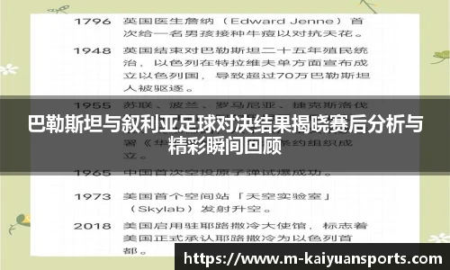 巴勒斯坦与叙利亚足球对决结果揭晓赛后分析与精彩瞬间回顾 巴勒斯坦与叙利亚足球对决结果揭晓赛后分析与精彩瞬间回顾